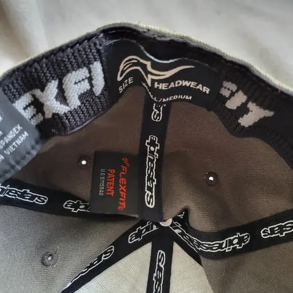 ALPINESTARS CORP Hat Cap Gray Green Flextfit Orange Logo 2PC - Picture 8 of 9